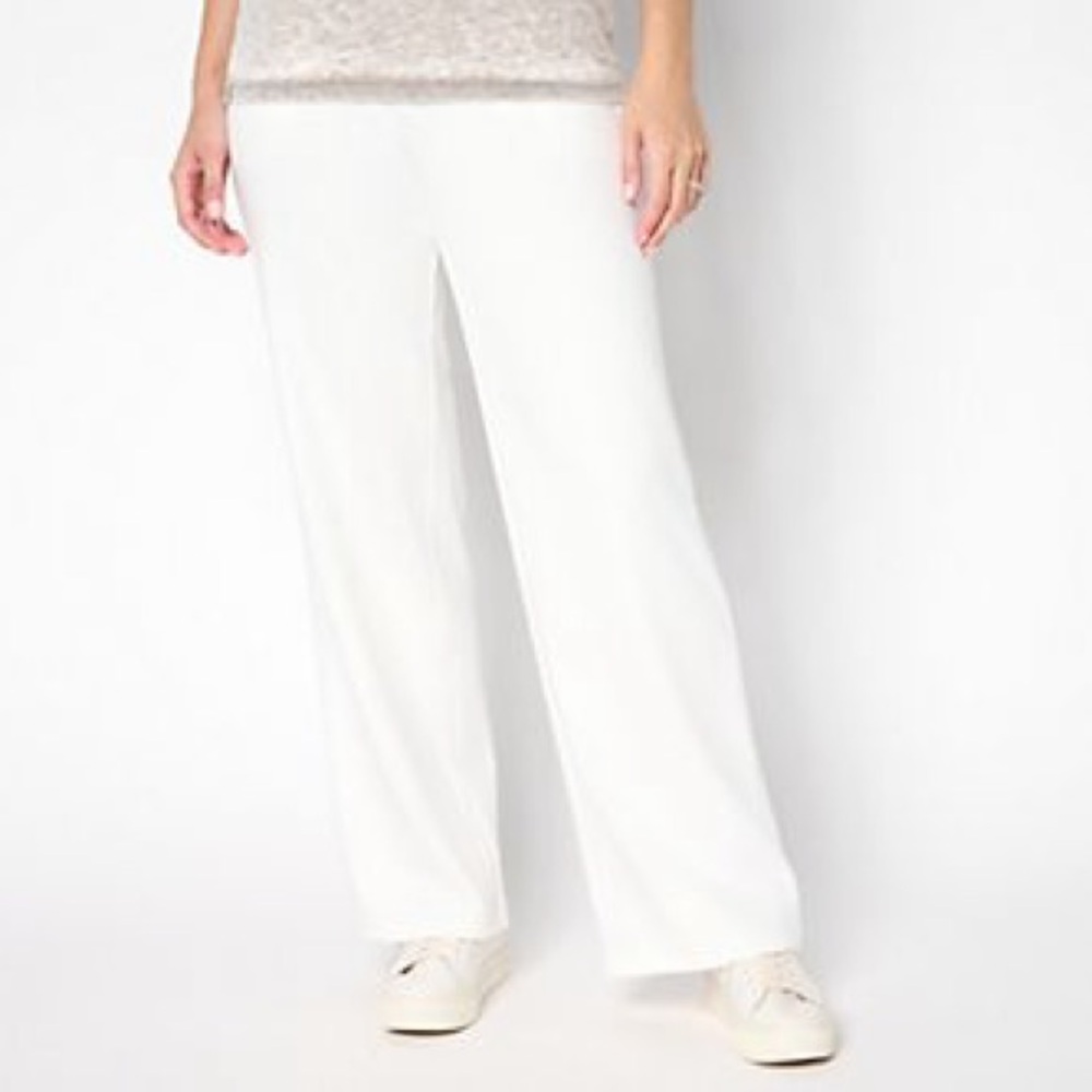 Belle Beach by Kim Gravel Petite Seaside Sweats Beach‎ Pant White XXSP